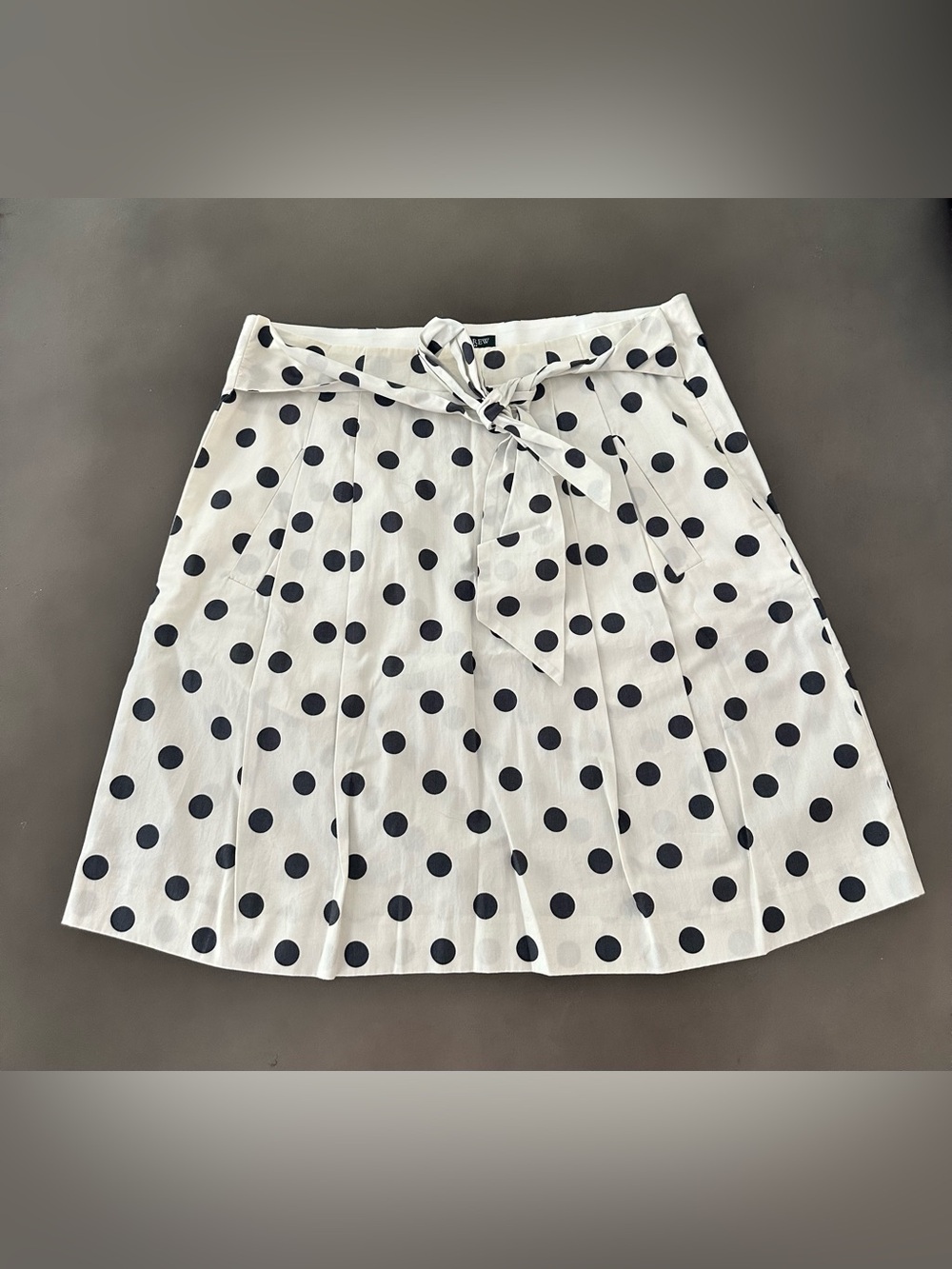 J. Crew White skirt with black polka dots and waist tie